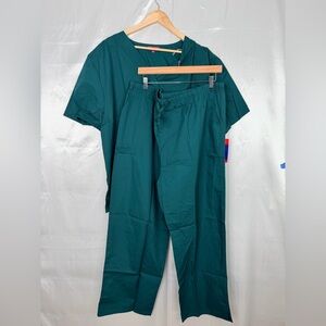 NWT Tropi New York Scrub Set XXXL Teal Green Unisex Top & Pants Medical